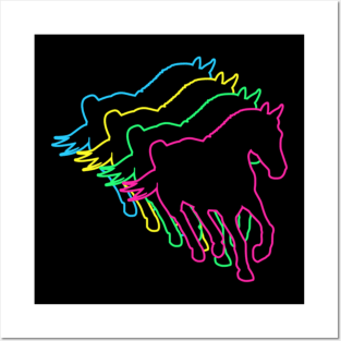 Horse 80s Neon Posters and Art